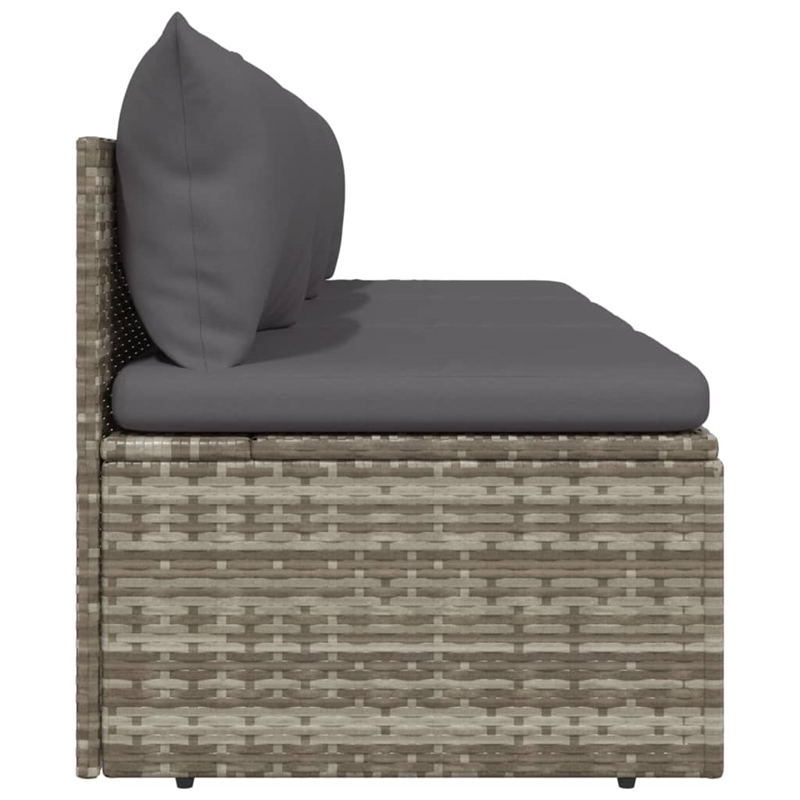 Afuera Living 3-Seater Poly Rattan Large Adjustable Feet Garden Sofa in Gray