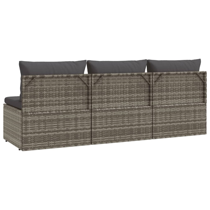 Afuera Living 3-Seater Poly Rattan Large Adjustable Feet Garden Sofa in Gray