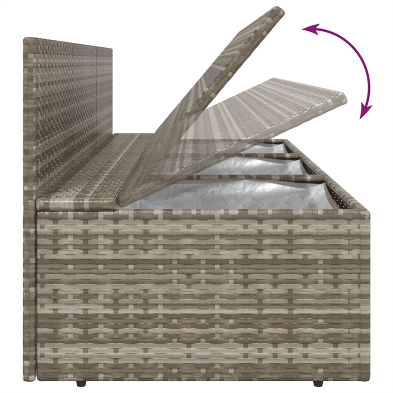Afuera Living 3-Seater Poly Rattan Large Adjustable Feet Garden Sofa in Gray