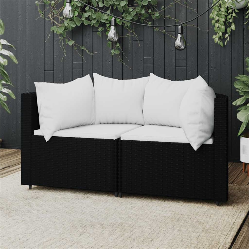 Afuera Living Rattan & Powder-Coated Steel & Polyester Patio Corner Sofa inBlack