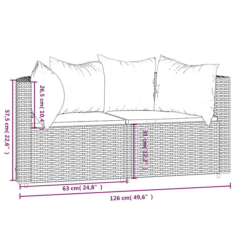 Afuera Living Rattan & Powder-Coated Steel & Polyester Patio Corner Sofa inBlack