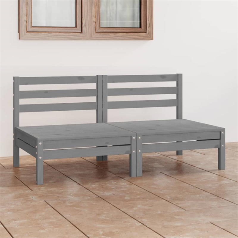 Afuera Living Solid Pinewood Medium Modular Garden Sofa in Sofa Gray