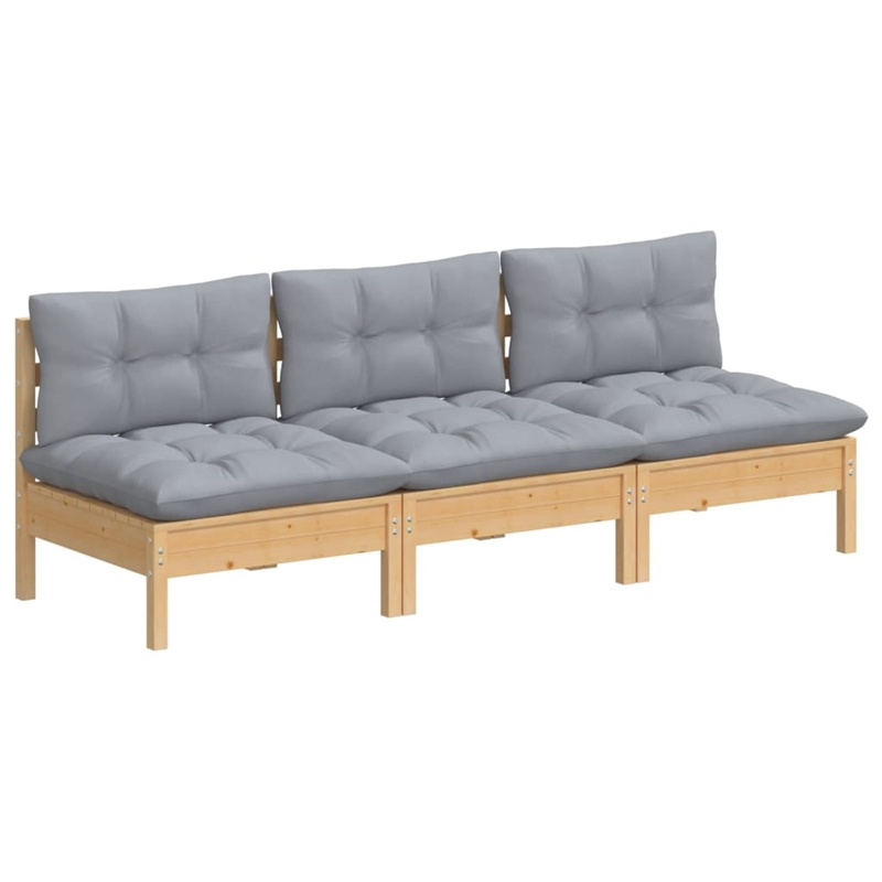 Afuera Living Contemporary 3-Seater Garden Sofa in Gray & Natural Wood