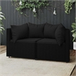 Afuera Living Contemporary Rattan Patio Corner Sofa in Black