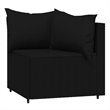 Afuera Living Contemporary Rattan Patio Corner Sofa in Black