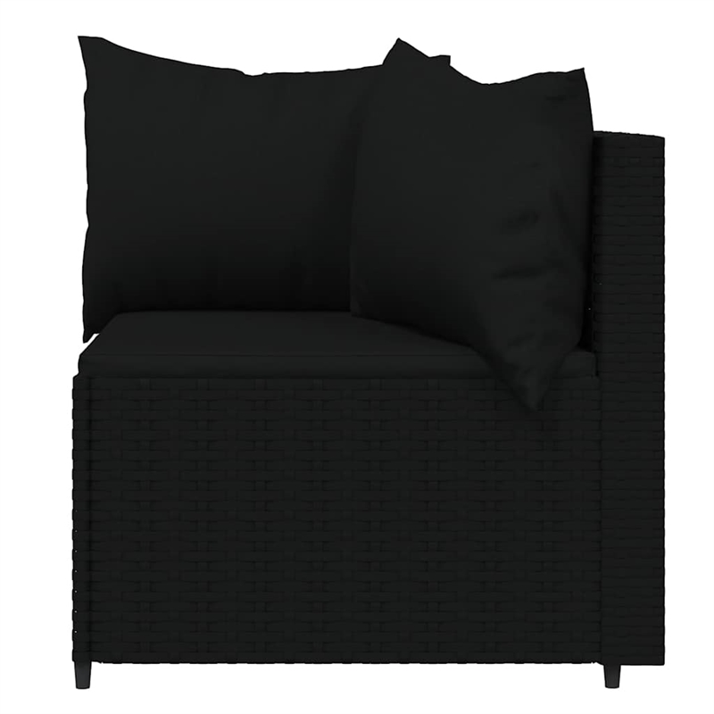 Afuera Living Contemporary Rattan Patio Corner Sofa in Black