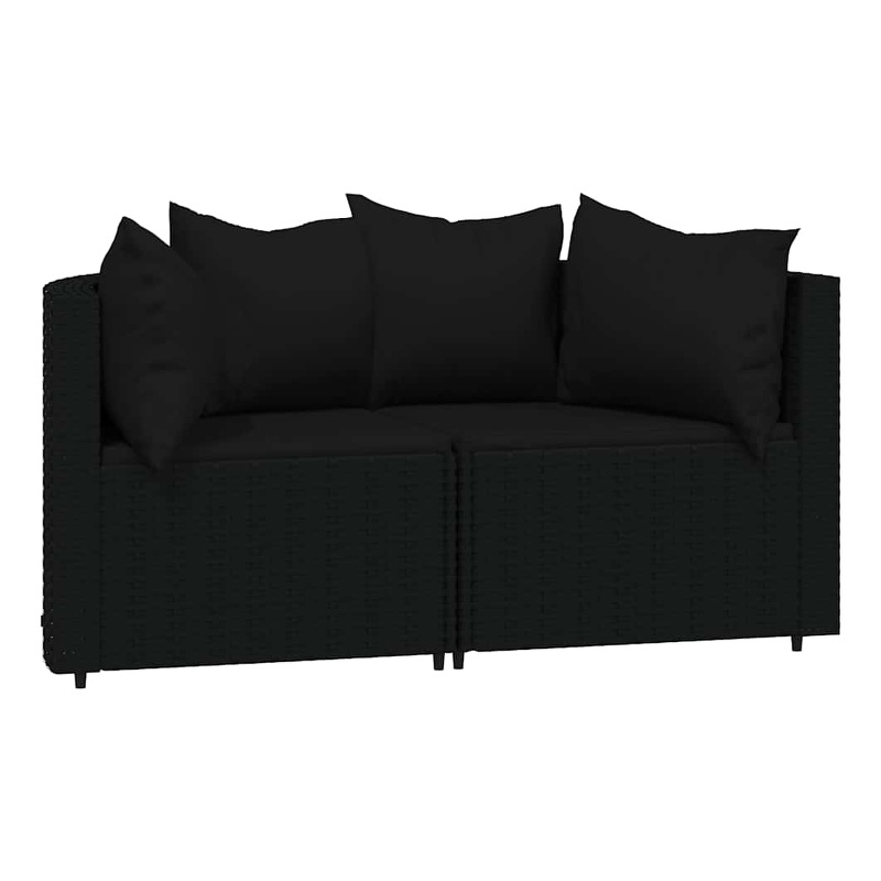 Afuera Living Contemporary Rattan Patio Corner Sofa in Black
