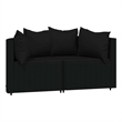 Afuera Living Contemporary Rattan Patio Corner Sofa in Black