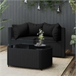Afuera Living Contemporary Synthetic Poly Rattan Patio Lounge Set in Black