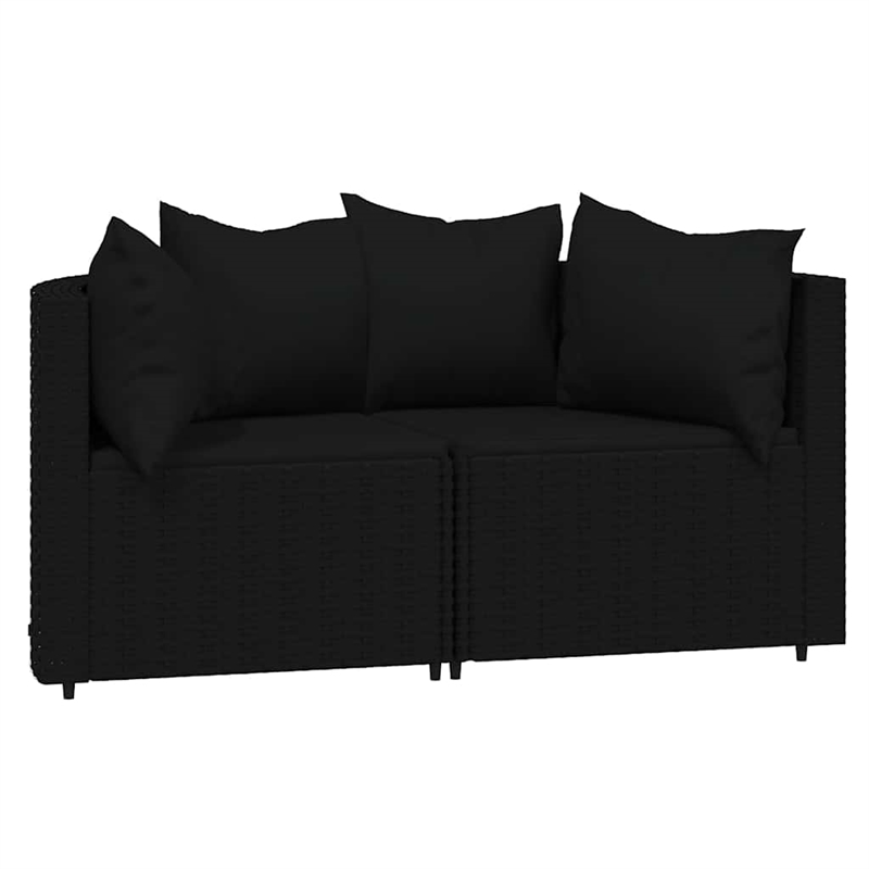 Afuera Living Contemporary Synthetic Poly Rattan Patio Lounge Set in Black