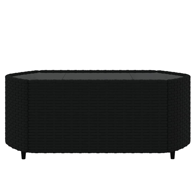 Afuera Living Contemporary Synthetic Poly Rattan Patio Lounge Set in Black