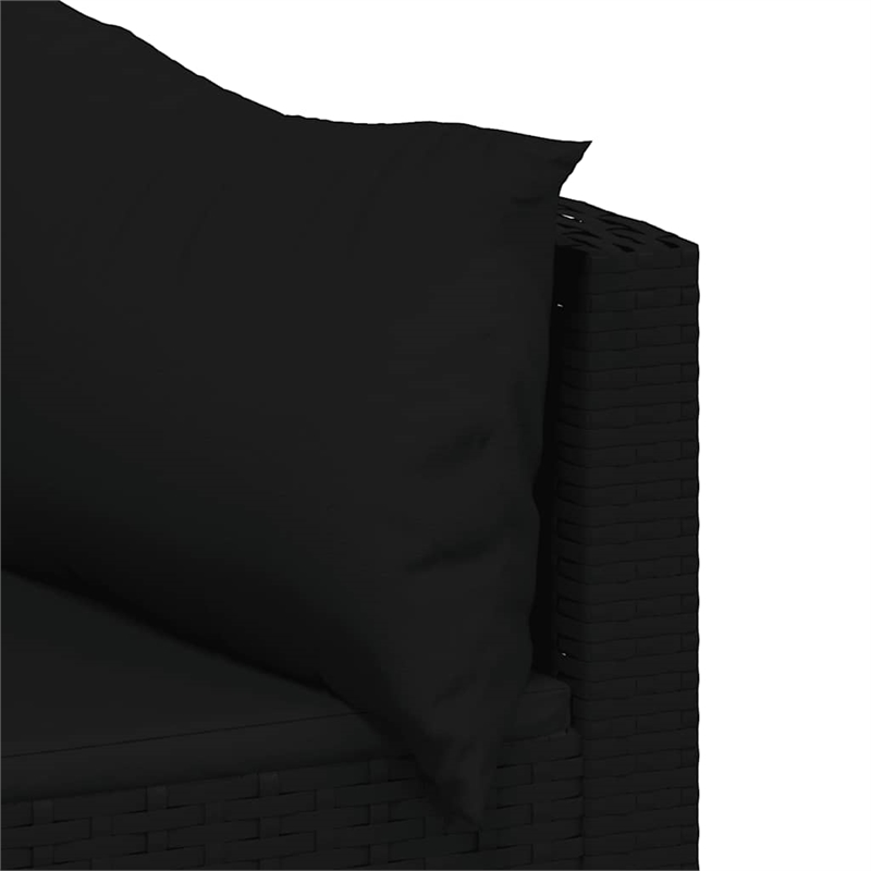 Afuera Living Contemporary Synthetic Poly Rattan Patio Lounge Set in Black