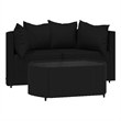 Afuera Living Contemporary Synthetic Poly Rattan Patio Lounge Set in Black
