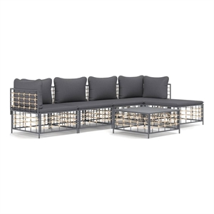 Afuera Living Poly Rattan & Powder-Coated Steel Garden Lounge Set in Anthracite