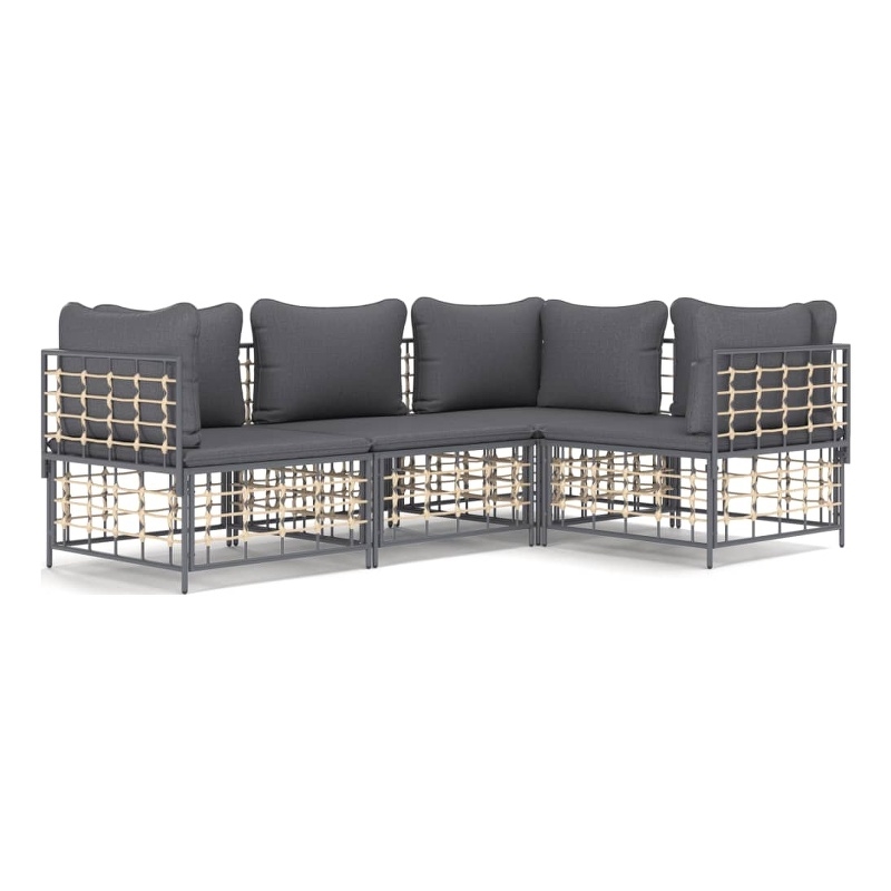 Afuera Living Poly Rattan Medium Modular Garden Lounge Set in Anthracite