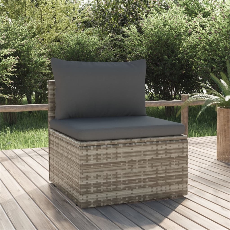 Afuera Living PE Rattan Middle Sofa with Adjustable Feet in Gray