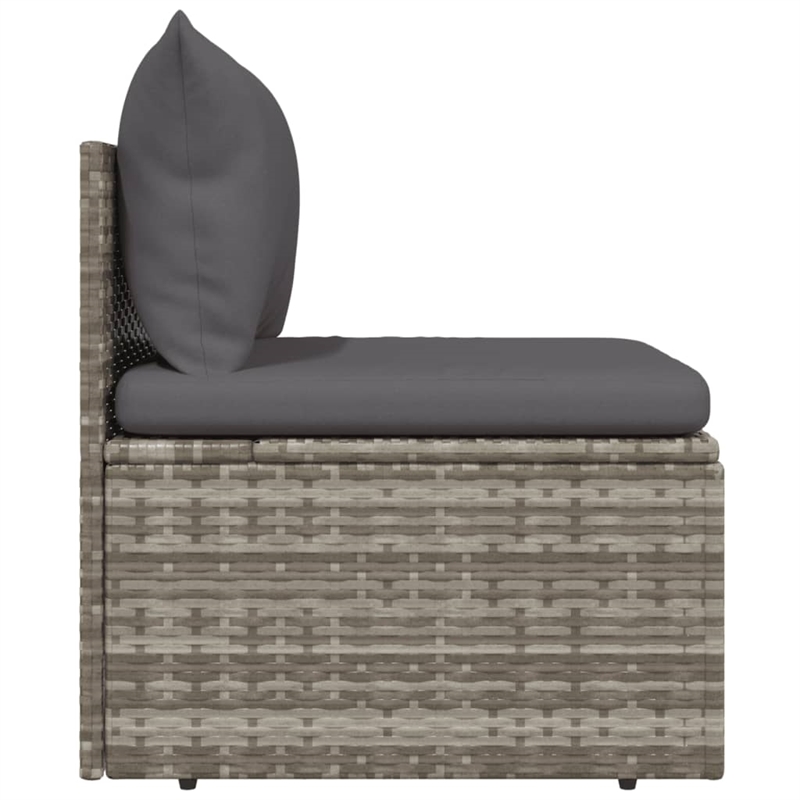 Afuera Living PE Rattan Middle Sofa with Adjustable Feet in Gray