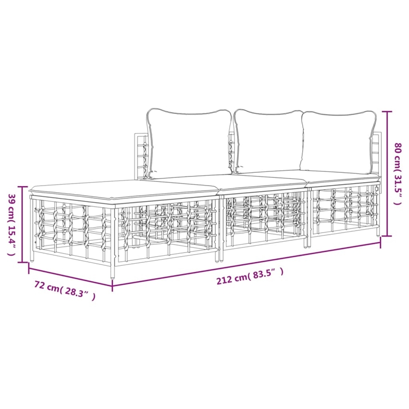 Afuera Living Poly Rattan Medium Modular Garden Lounge Set in Anthracite