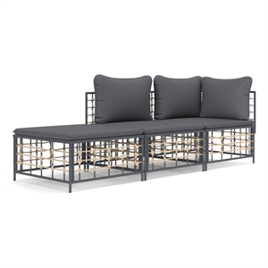 Afuera Living Poly Rattan Medium Modular Garden Lounge Set in Anthracite