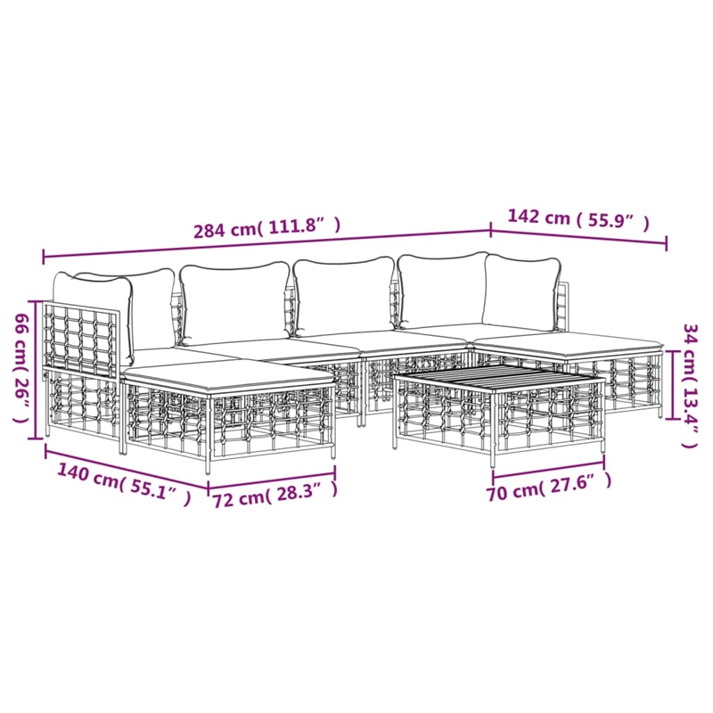 Afuera Living Contemporary Rattan Garden Lounge Set Dark Gray