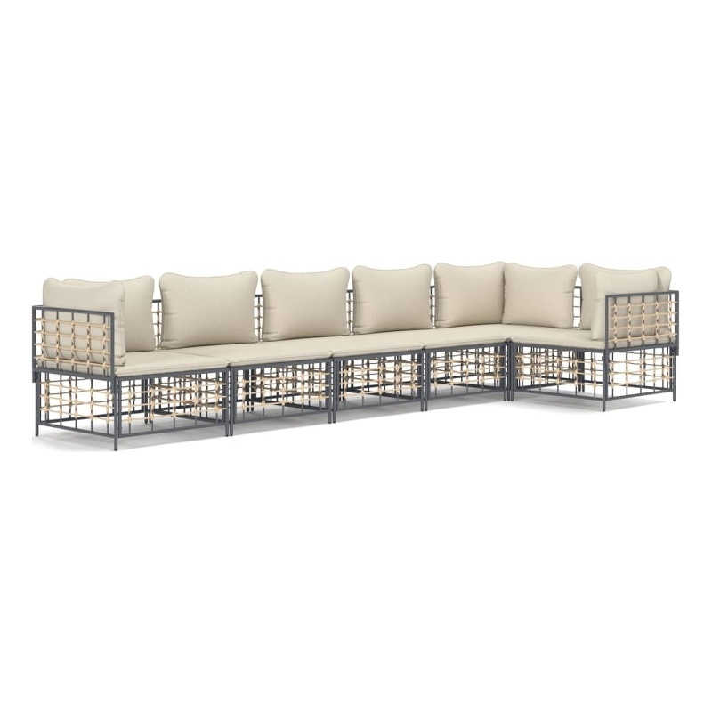 Afuera Living Poly Rattan Large Modular Garden Lounge Set in Anthracite