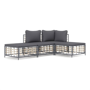 Afuera Living Contemporary Garden Lounge Set in Anthracite/Gray