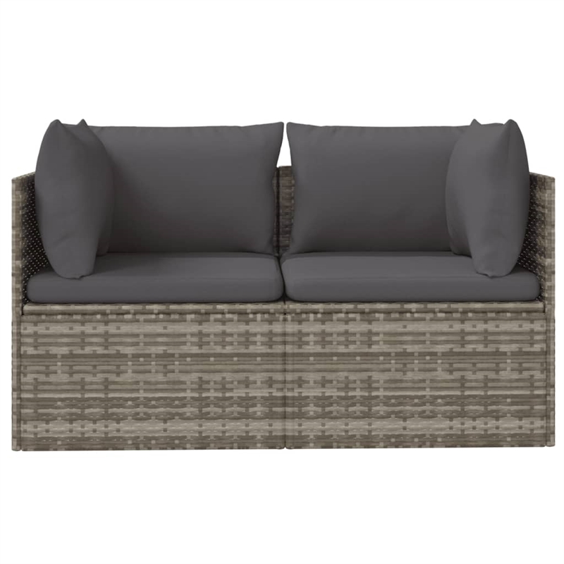 Afuera Living Contemporary Synthetic Poly Rattan 2-Seater Garden Sofa Gray