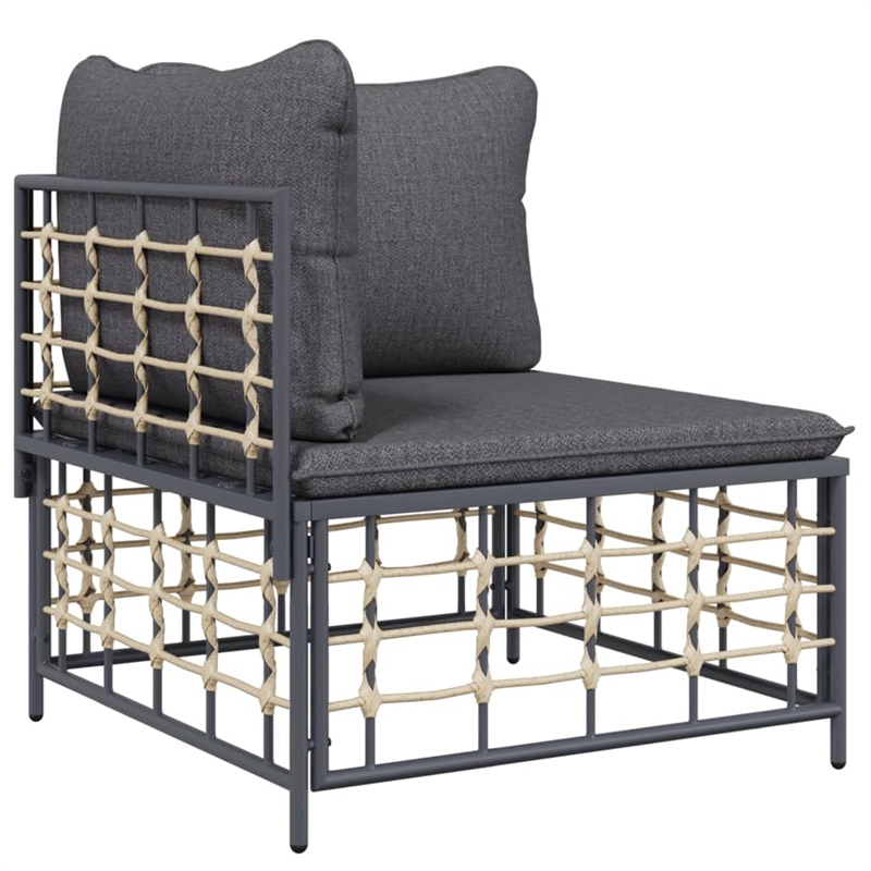 Afuera Living Poly Rattan 5 Piece Set Modular Garden Lounge Set in Anthracite