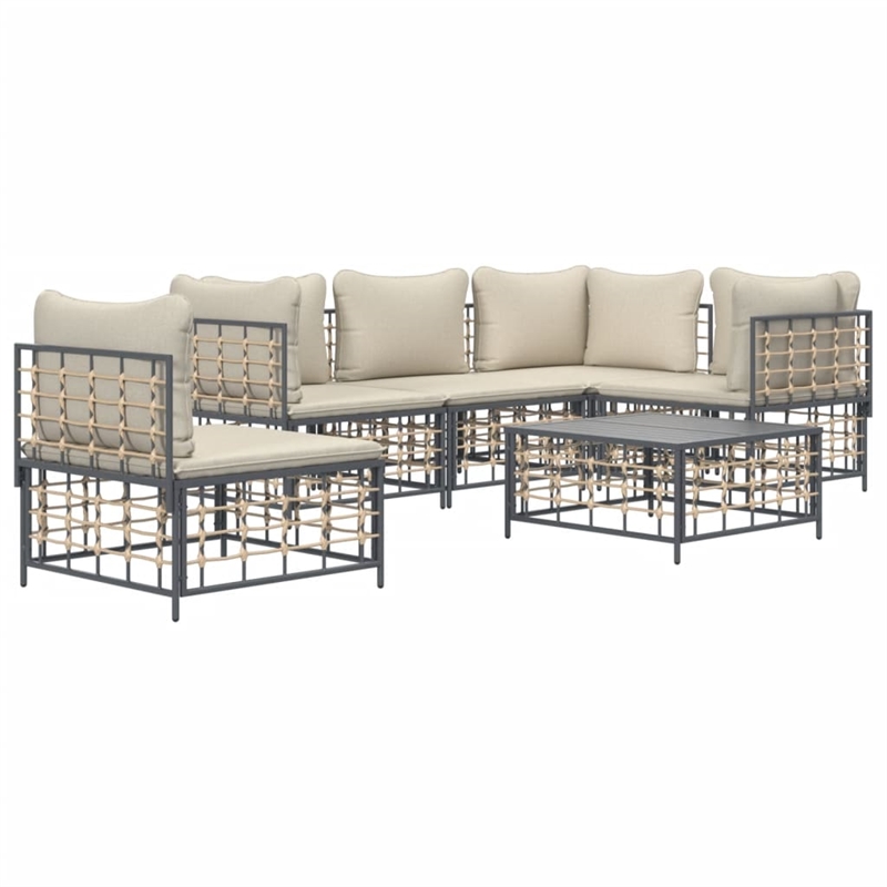 Afuera Living Poly Rattan Medium Seats Many Garden Lounge Set in Anthracite