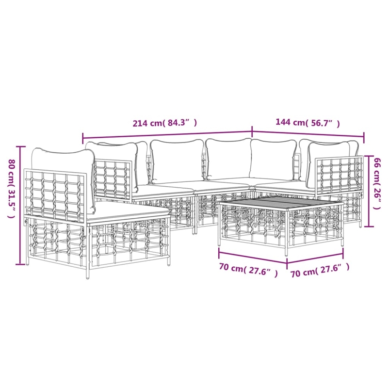 Afuera Living Poly Rattan Medium Seats Many Garden Lounge Set in Anthracite