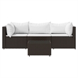 Afuera Living Contemporary Rattan Patio Lounge Set Brown & Cream