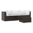 Afuera Living Contemporary Rattan Patio Lounge Set Brown & Cream