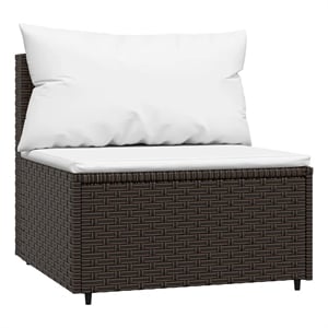 Afuera Living Patio Middle Sofa in Brown With Cream Cushions