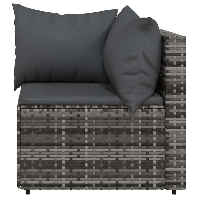 Afuera Living Contemporary Synthetic Poly Rattan Patio Corner Sofa in Gray