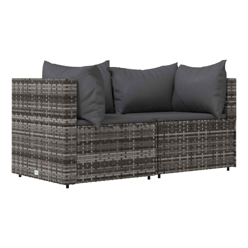 Afuera Living Contemporary Synthetic Poly Rattan Patio Corner Sofa in Gray