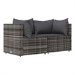 Afuera Living Contemporary Synthetic Poly Rattan Patio Corner Sofa in Gray