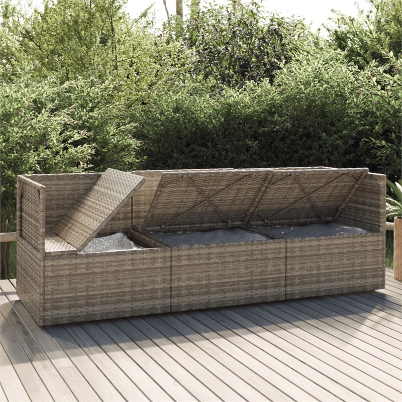 Afuera Living Rattan Steel & Polyester & Pvc Garden Lounge Set Gray