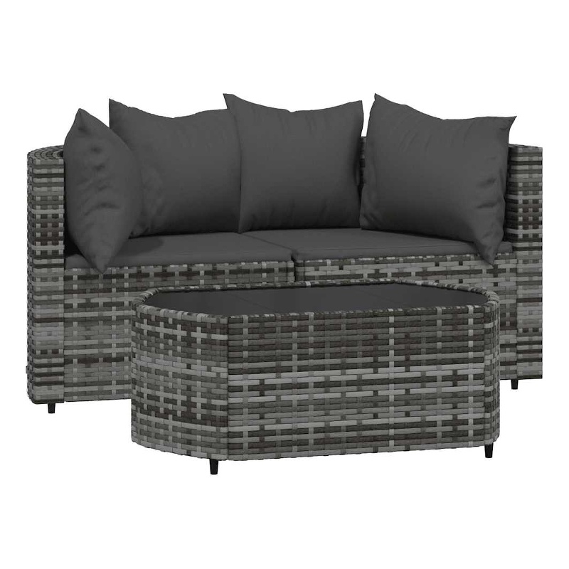 Afuera Living PE Rattan Standard Adjustable Feet Patio Lounge Set in Gray