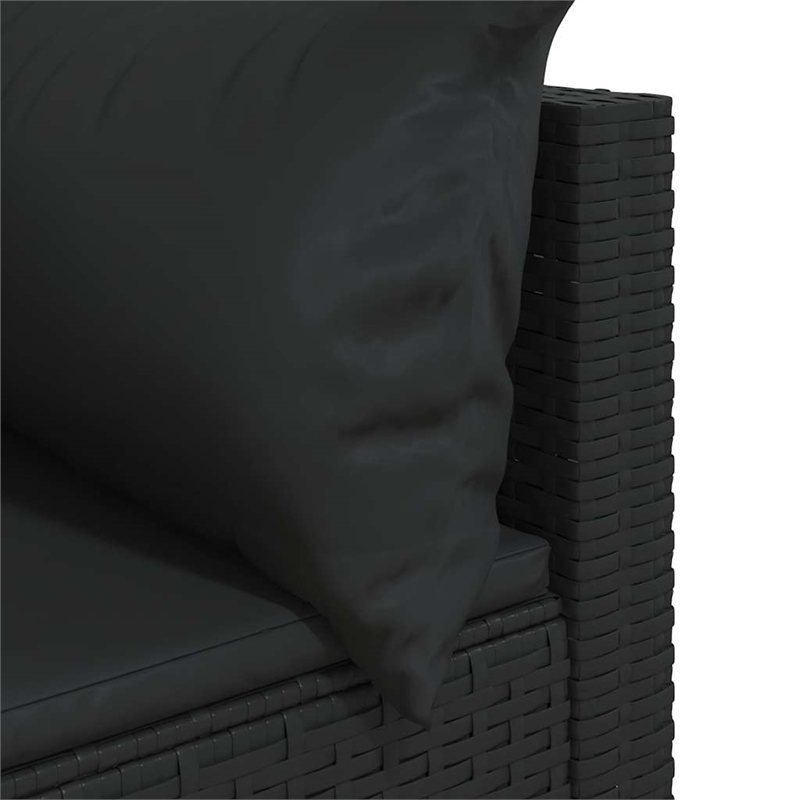 Afuera Living PE Rattan Standard Adjustable Feet Patio Corner Sofa Black