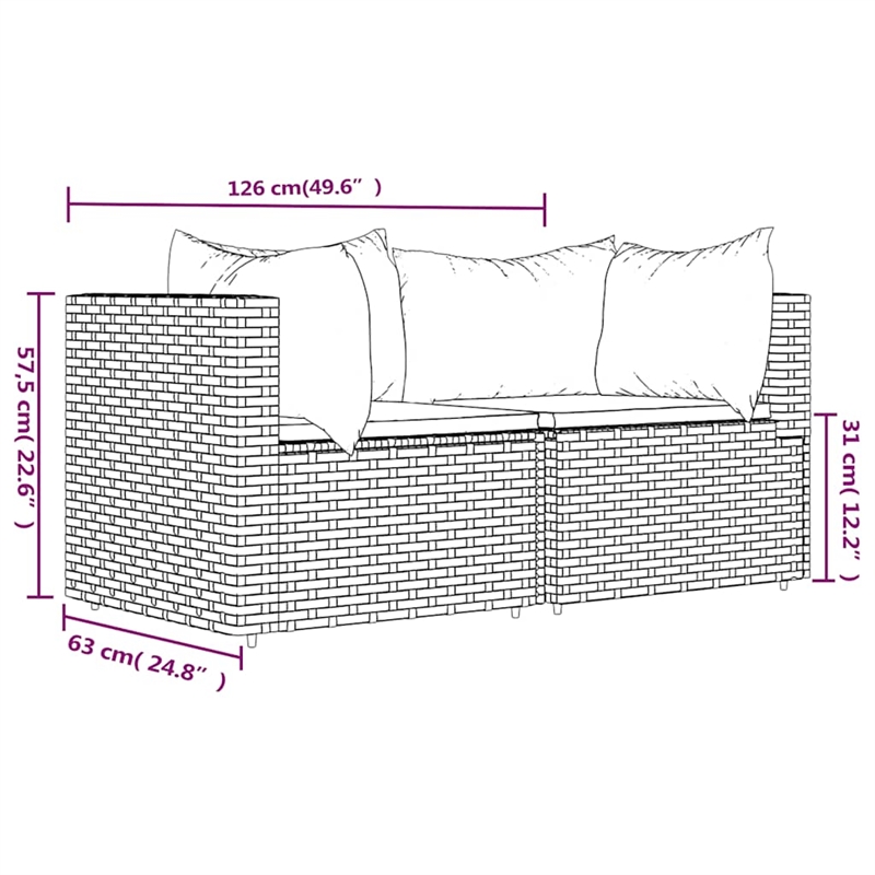 Afuera Living PE Rattan Standard Adjustable Feet Patio Corner Sofa Black