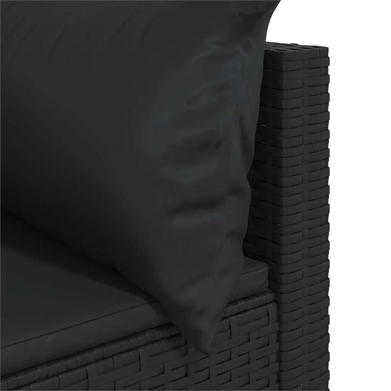 Afuera Living Contemporary Synthetic Poly Rattan Patio Lounge Set in Black