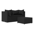 Afuera Living Contemporary Synthetic Poly Rattan Patio Lounge Set in Black