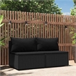 Afuera Living PE Rattan Standard Adjustable Feet Patio Middle Sofa in Black