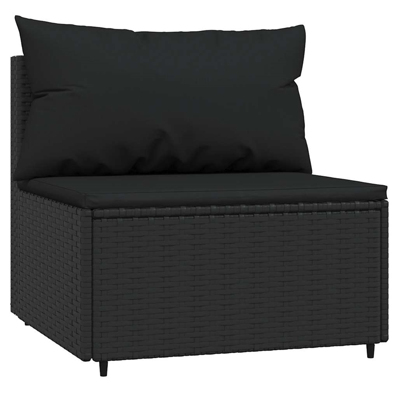 Afuera Living PE Rattan Standard Adjustable Feet Patio Middle Sofa in Black