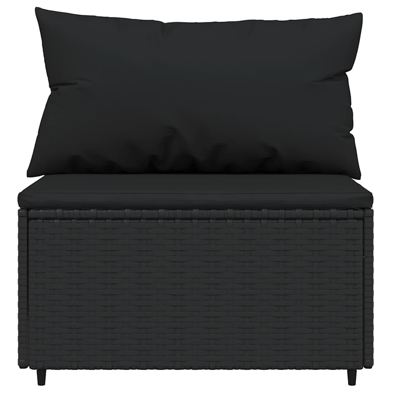 Afuera Living PE Rattan Standard Adjustable Feet Patio Middle Sofa in Black