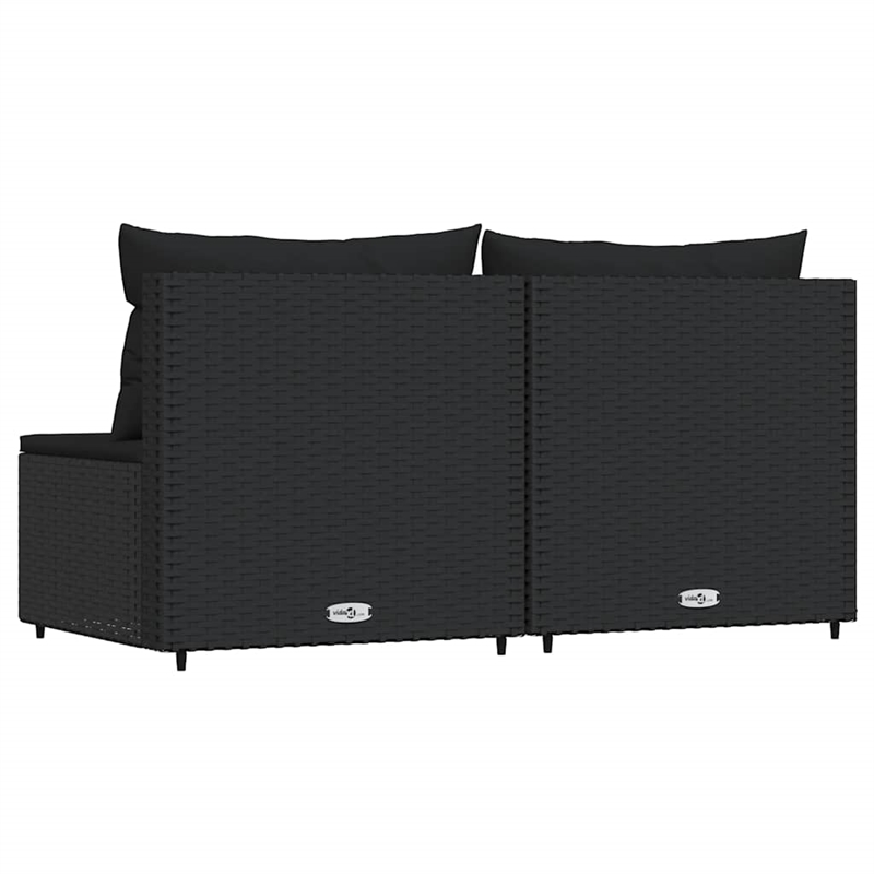 Afuera Living PE Rattan Standard Adjustable Feet Patio Middle Sofa in Black