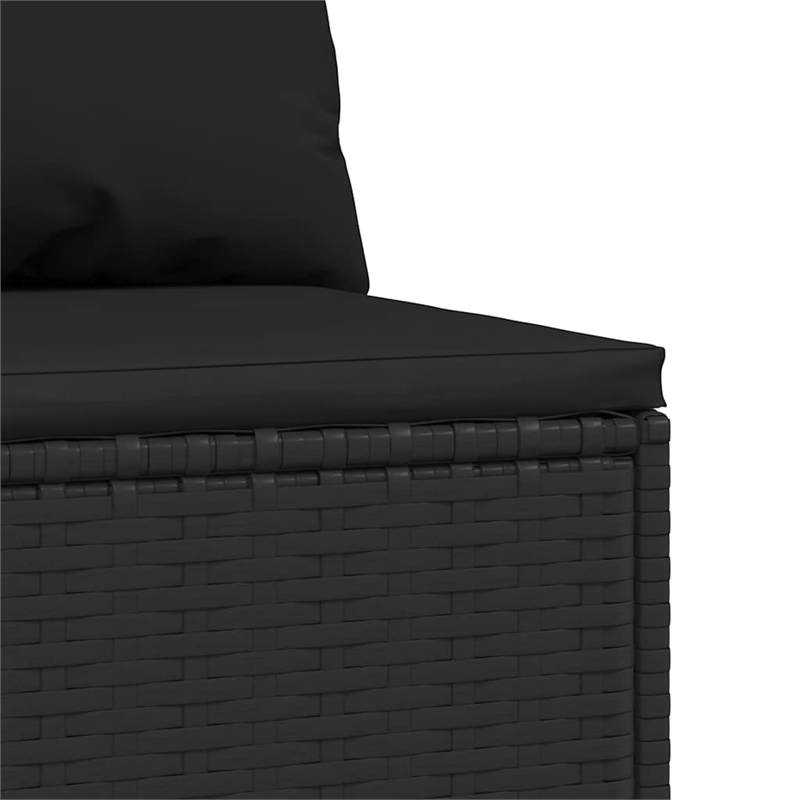 Afuera Living PE Rattan Standard Adjustable Feet Patio Middle Sofa in Black