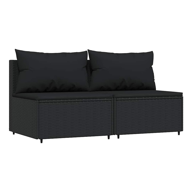 Afuera Living PE Rattan Standard Adjustable Feet Patio Middle Sofa in Black