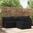 Afuera Living Contemporary Synthetic Poly Rattan Patio Lounge Set in Black