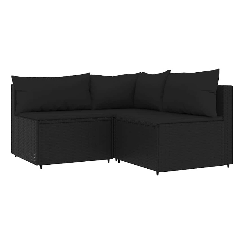 Afuera Living Contemporary Synthetic Poly Rattan Patio Lounge Set in Black